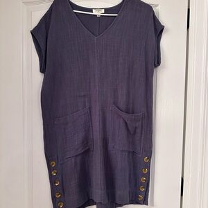 Navy blue button detail dress